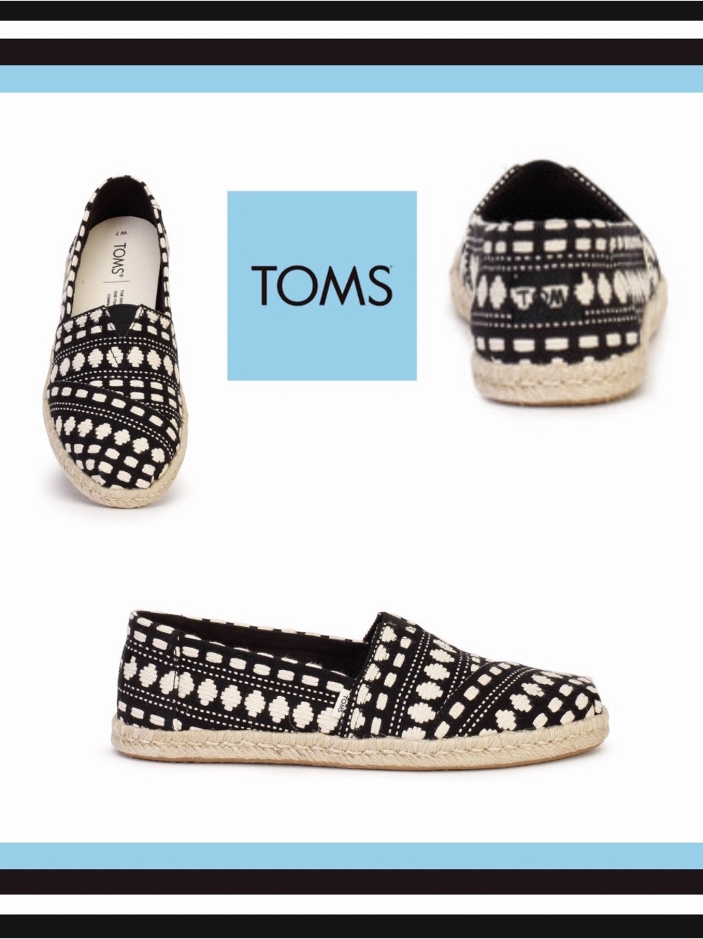 Toms Women's Slip-On Shoes Alpargata Global Rope Espadrille Black Size 8